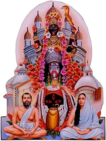 [גודל גדול] Vils Kolkata אלת השרי מאה קאלי, Ramakrishna Paramahamsa & Sarada Devi אלוהי ברכה קדושה עץ ומגזרת